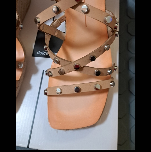 DOLCE VITA ESPADRILLE wedge SANDALS studded SIZE 10 beige STELLA brand new - Picture 5 of 8